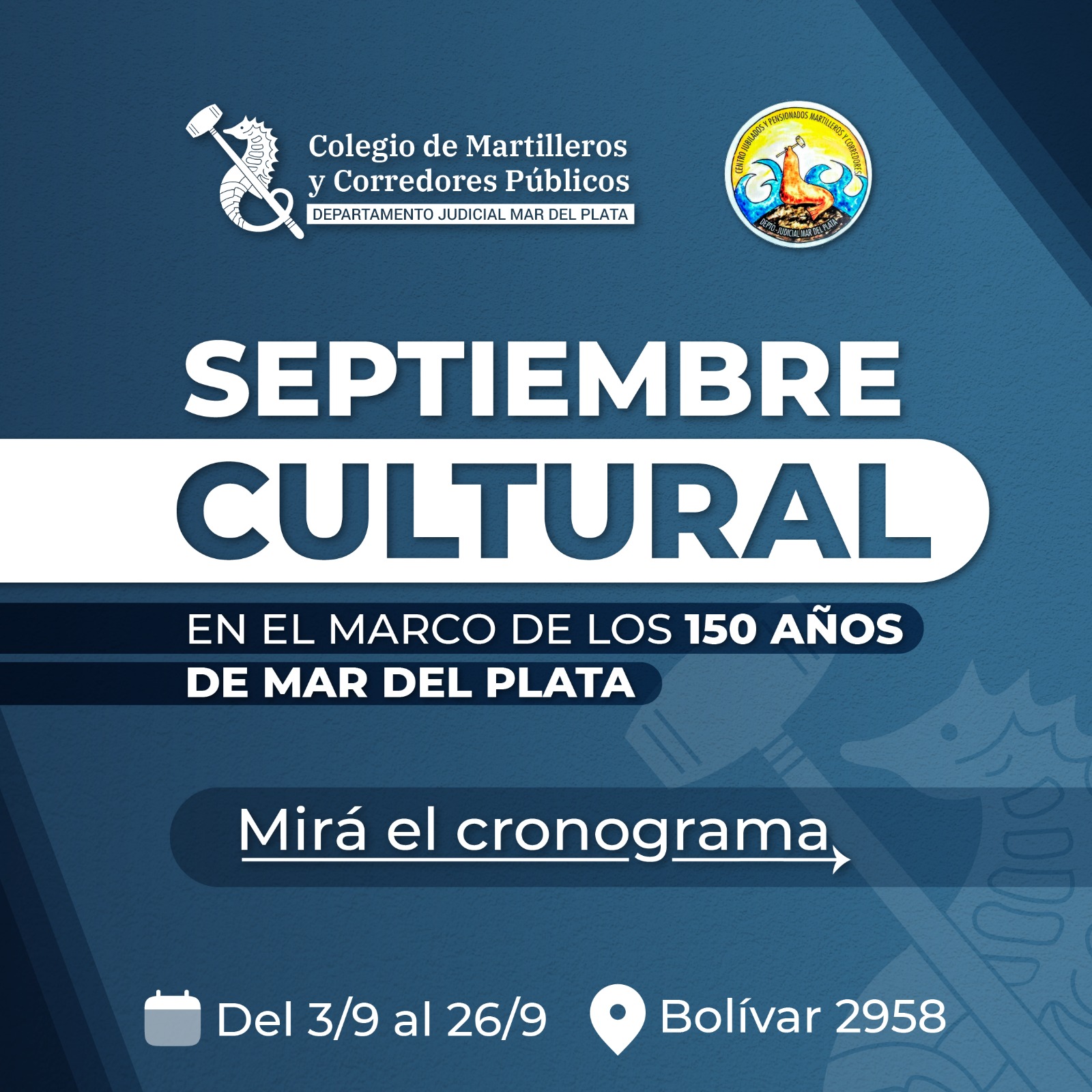 Comienza «Septiembre Cultural» en el Colegio de Martilleros y Corredores Públicos